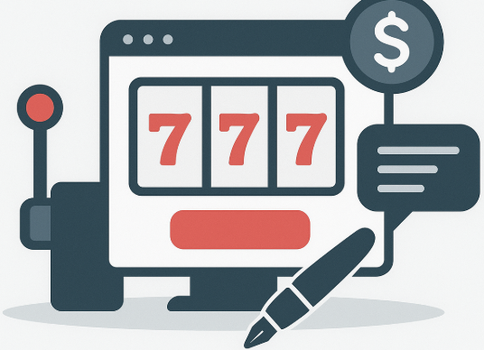 Slots-icon-with-a-pen-to-show-slots-writing-services